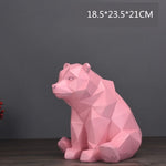 Statue ours rose origami