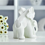 statue famille éléphant blanche