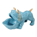 Bouledogue Statue Origami Bleu