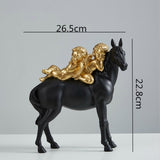 Taille statue cheval noir